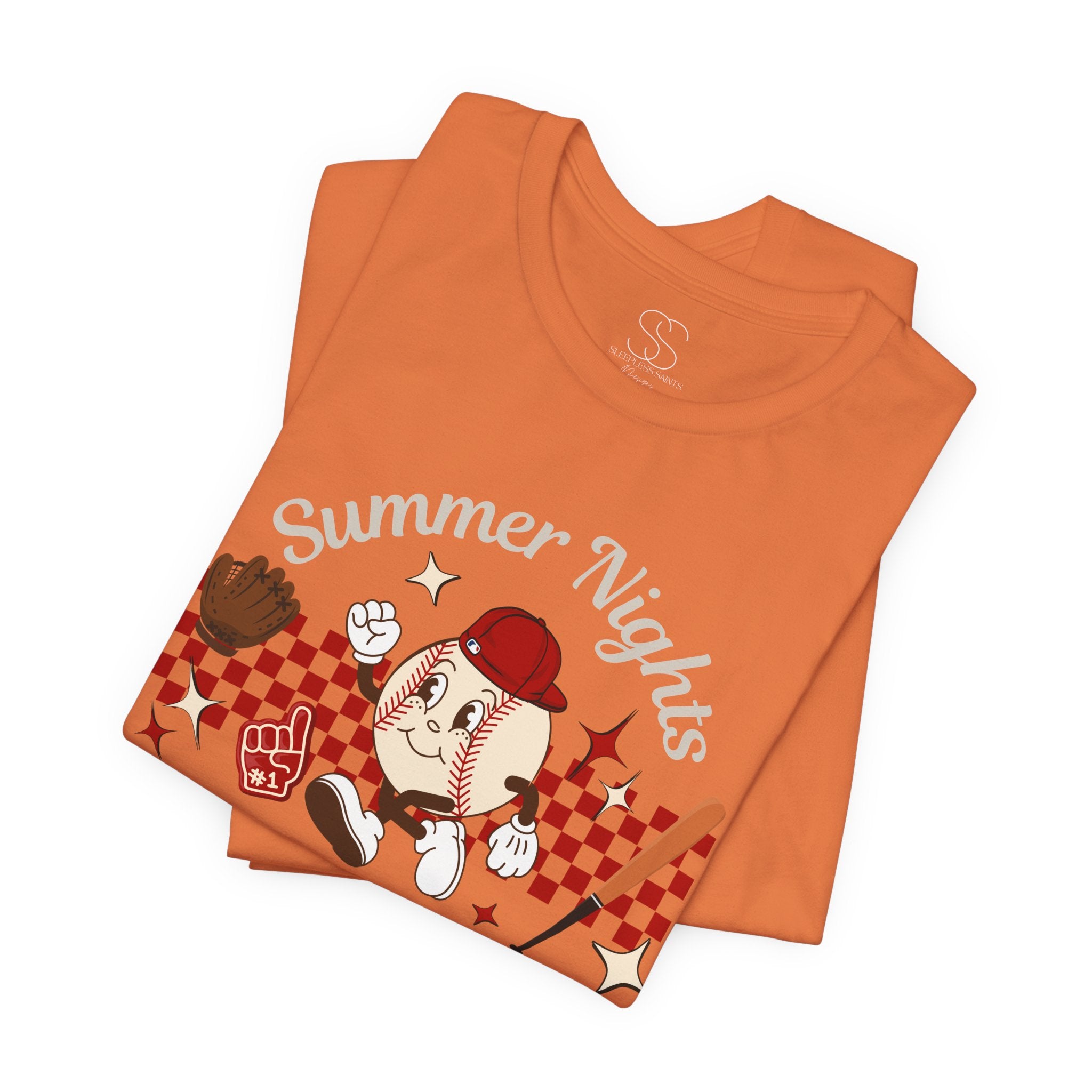 Summer Nights Ballpark Lights Tee — Retro Baseball Graphic T-Shirt