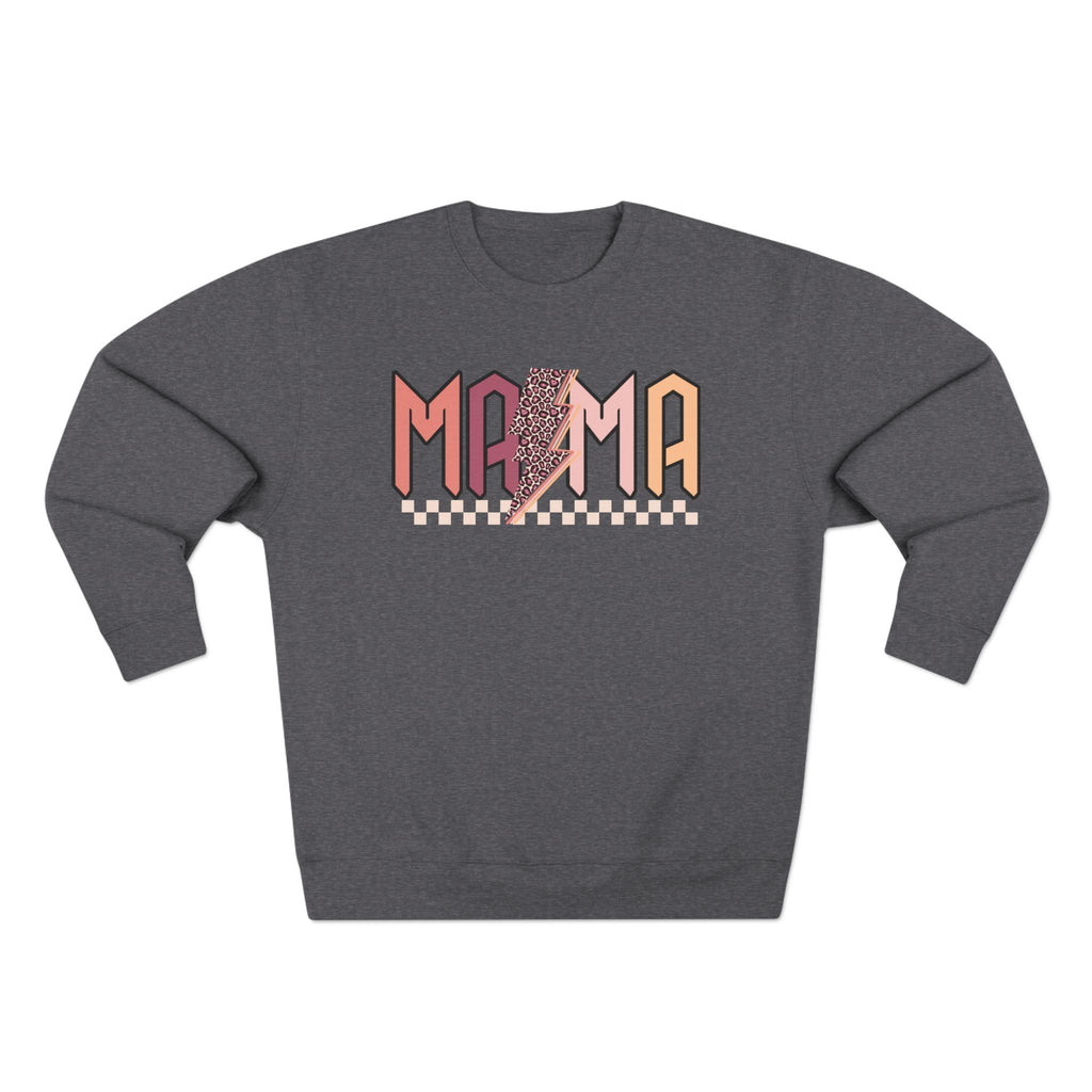 Mama Retro Crewneck Sweatshirt — Vintage Checkerboard Mom Graphic
