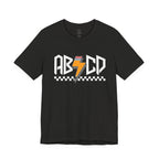 ABCD Lightning Bolt Tee - Retro Racing Checkerboard Graphic T-Shirt