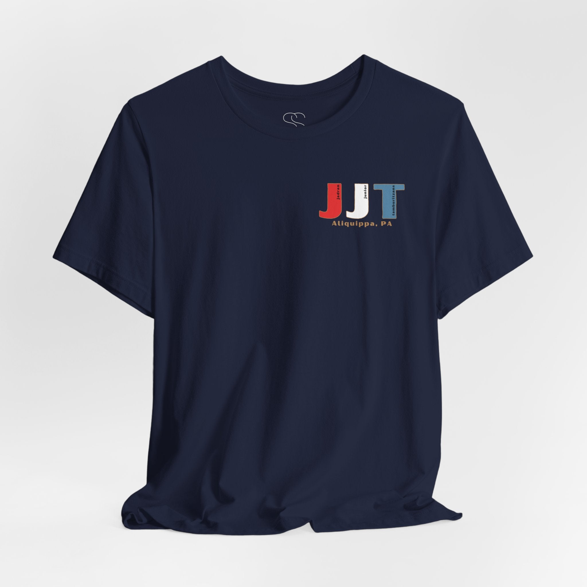 Jadran Junior Tamburitzans Adult T‑Shirt - Tan Lettering & Serbian Logo