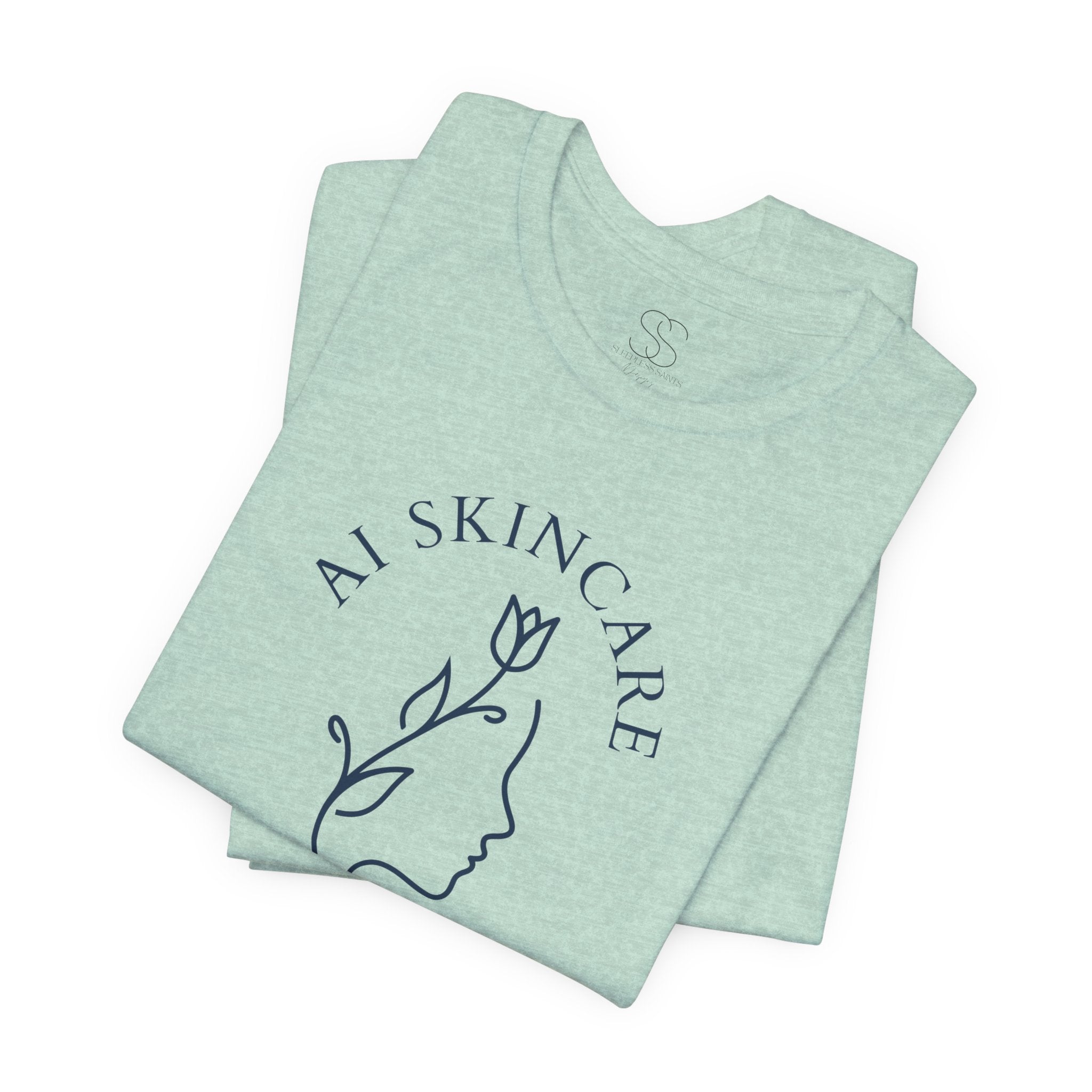 Skincare Logo Tee — AI Skincare Minimalist Floral Face T-Shirt