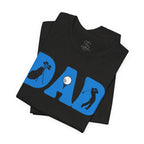 Dad Golf T-Shirt — Blue "DAD" Golf Silhouette Tee