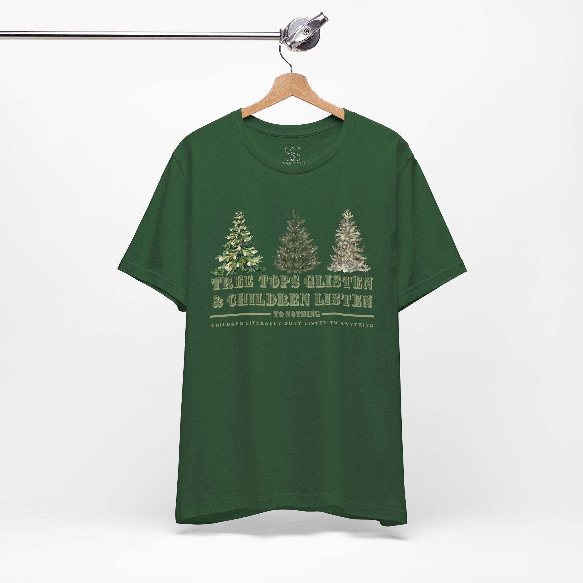 Tree Tops Glisten & Children Listen Holiday Graphic T-Shirt