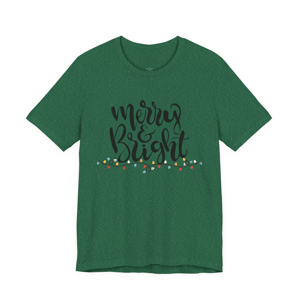 Merry & Bright Christmas Tee - Holiday Light Script T-Shirt