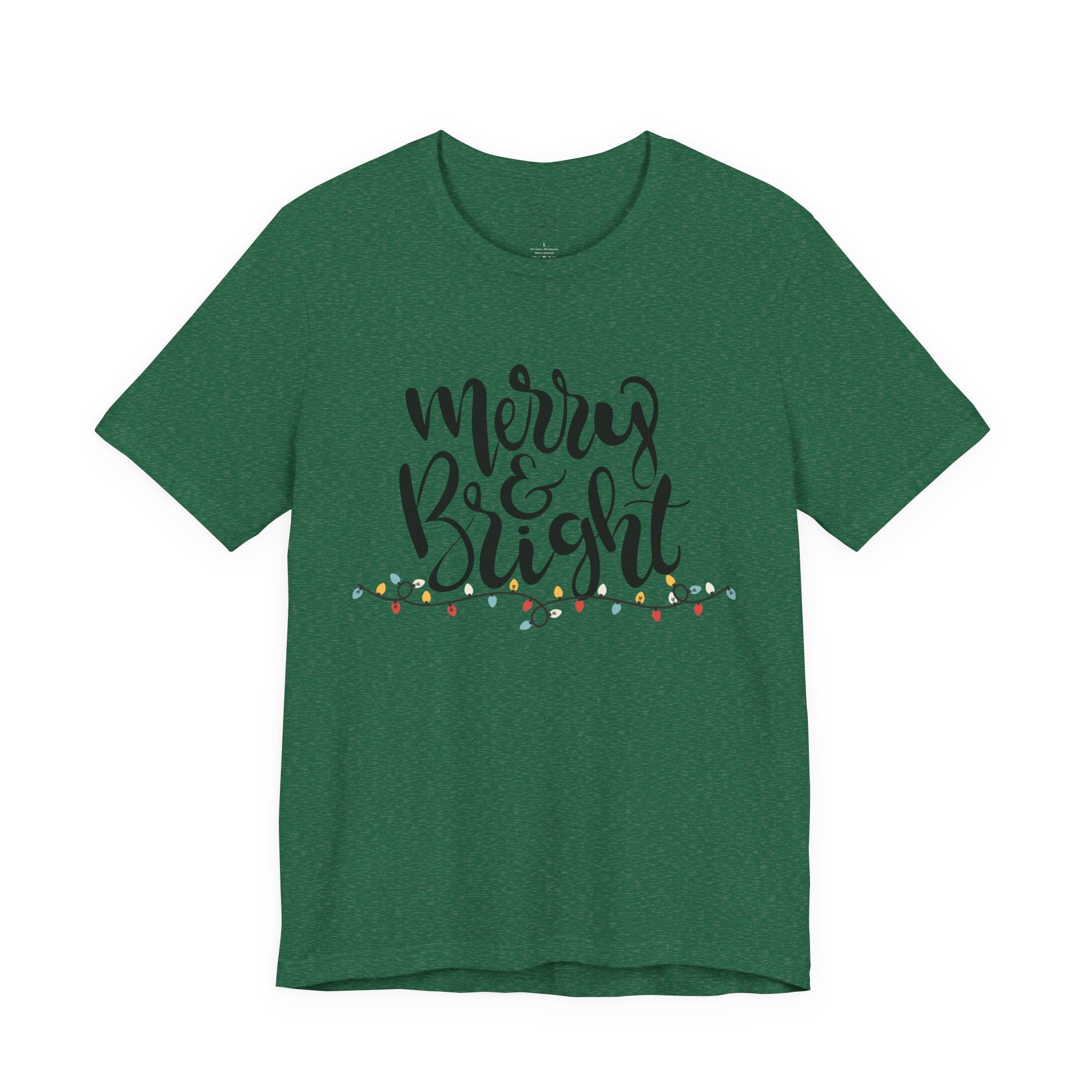 Merry & Bright Christmas Tee - Holiday Light Script T-Shirt