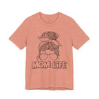 Mom Life Graphic Tee – Casual Motherhood T-Shirt with Messy Bun Design