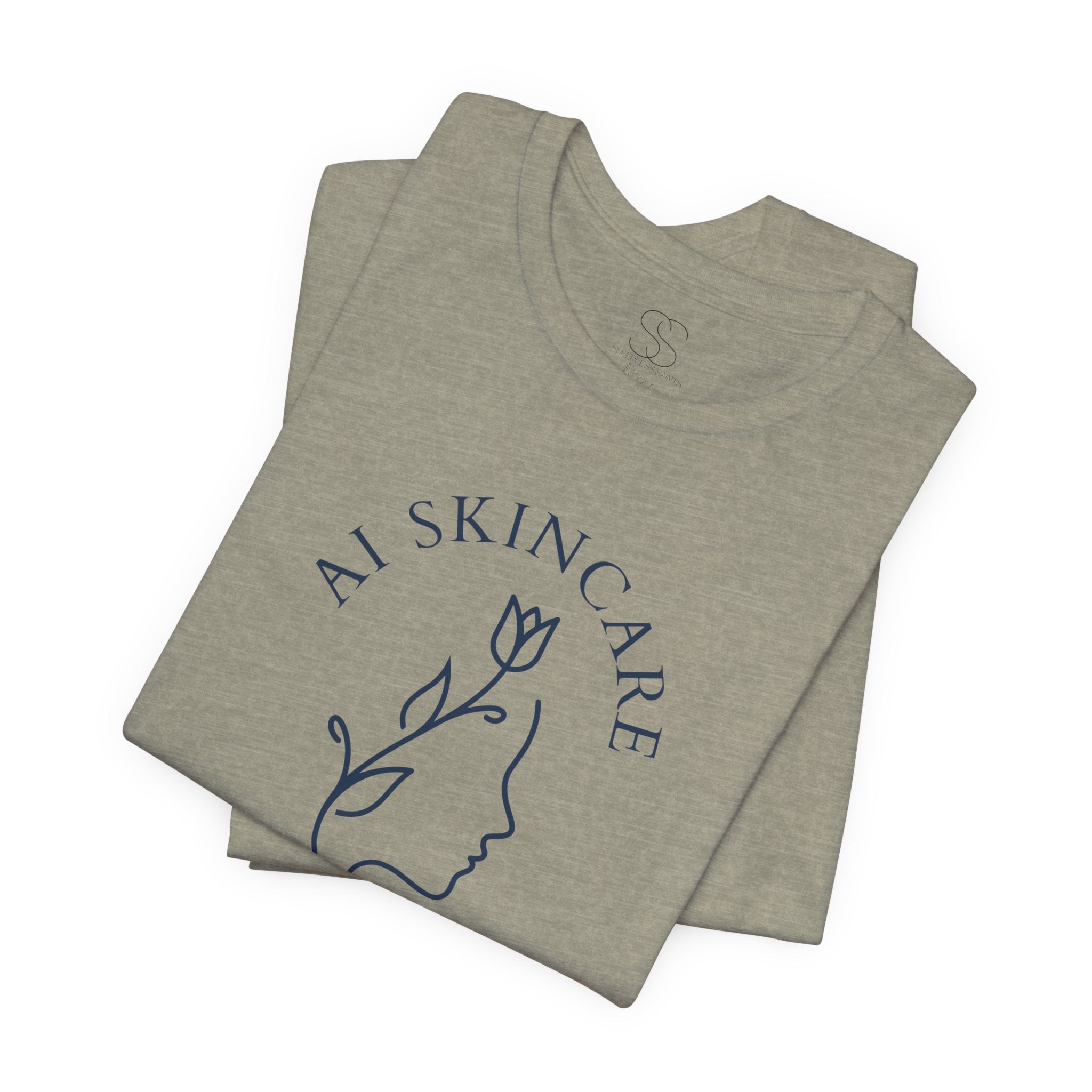 Skincare Logo Tee — AI Skincare Minimalist Floral Face T-Shirt