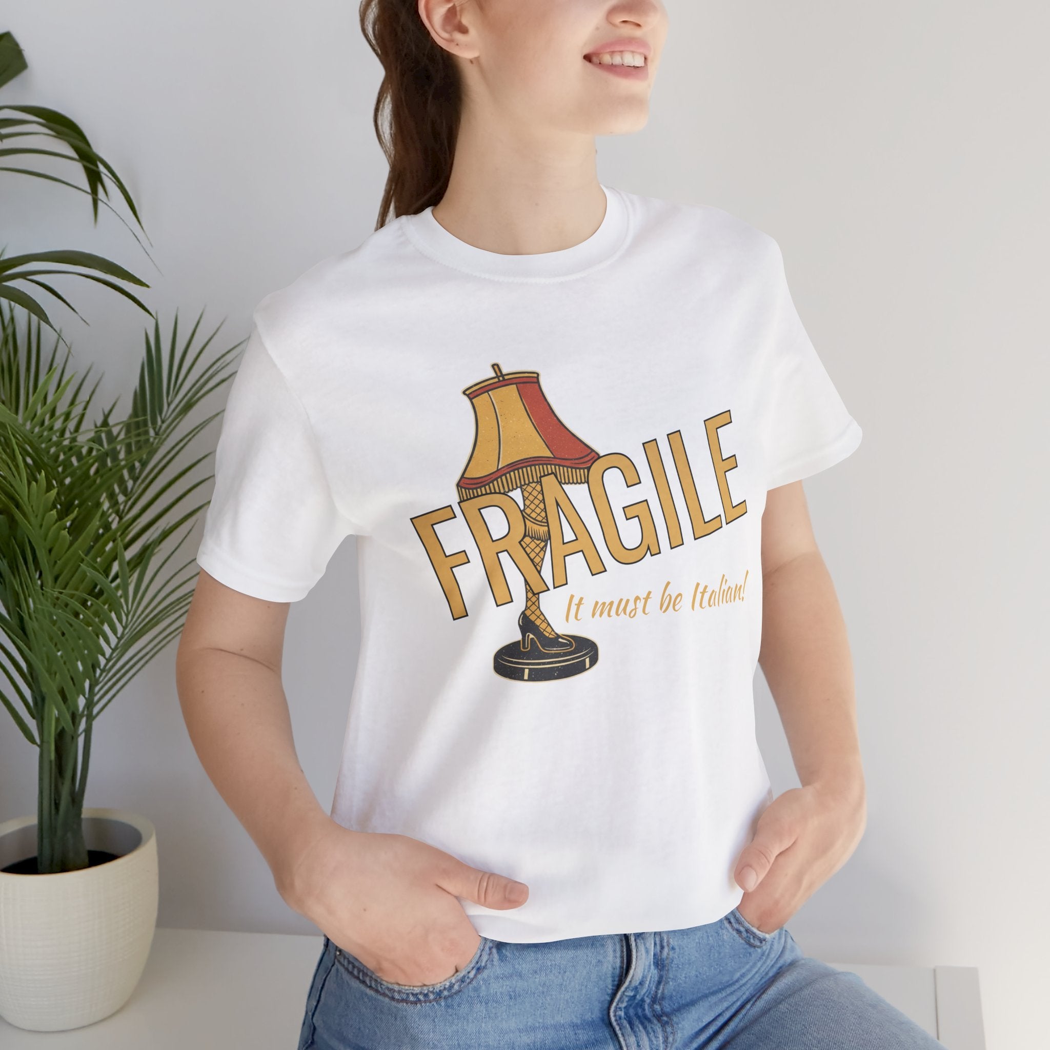 Fragile Lamp Tee — "It Must Be Italian" Retro Graphic T-Shirt