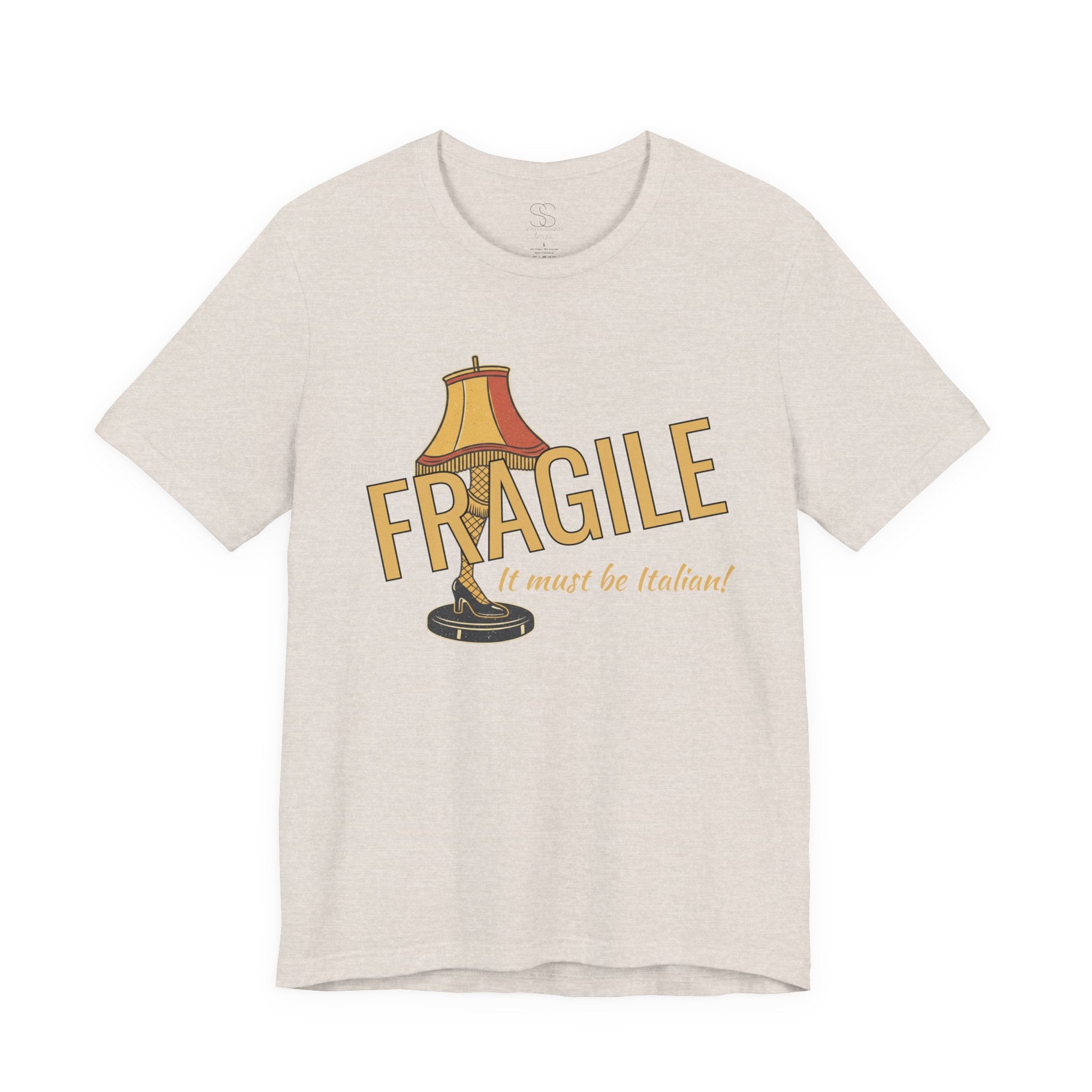 Fragile Lamp Tee — "It Must Be Italian" Retro Graphic T-Shirt