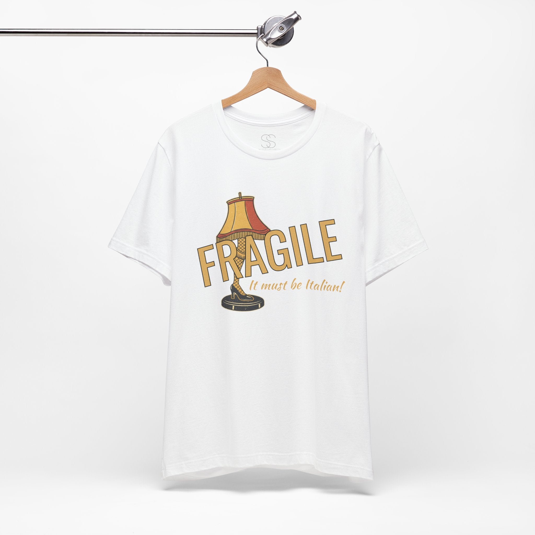 Fragile Lamp Tee — "It Must Be Italian" Retro Graphic T-Shirt
