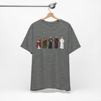 Saints Lineup T‑Shirt — Minimal Catholic Saints Illustration Tee