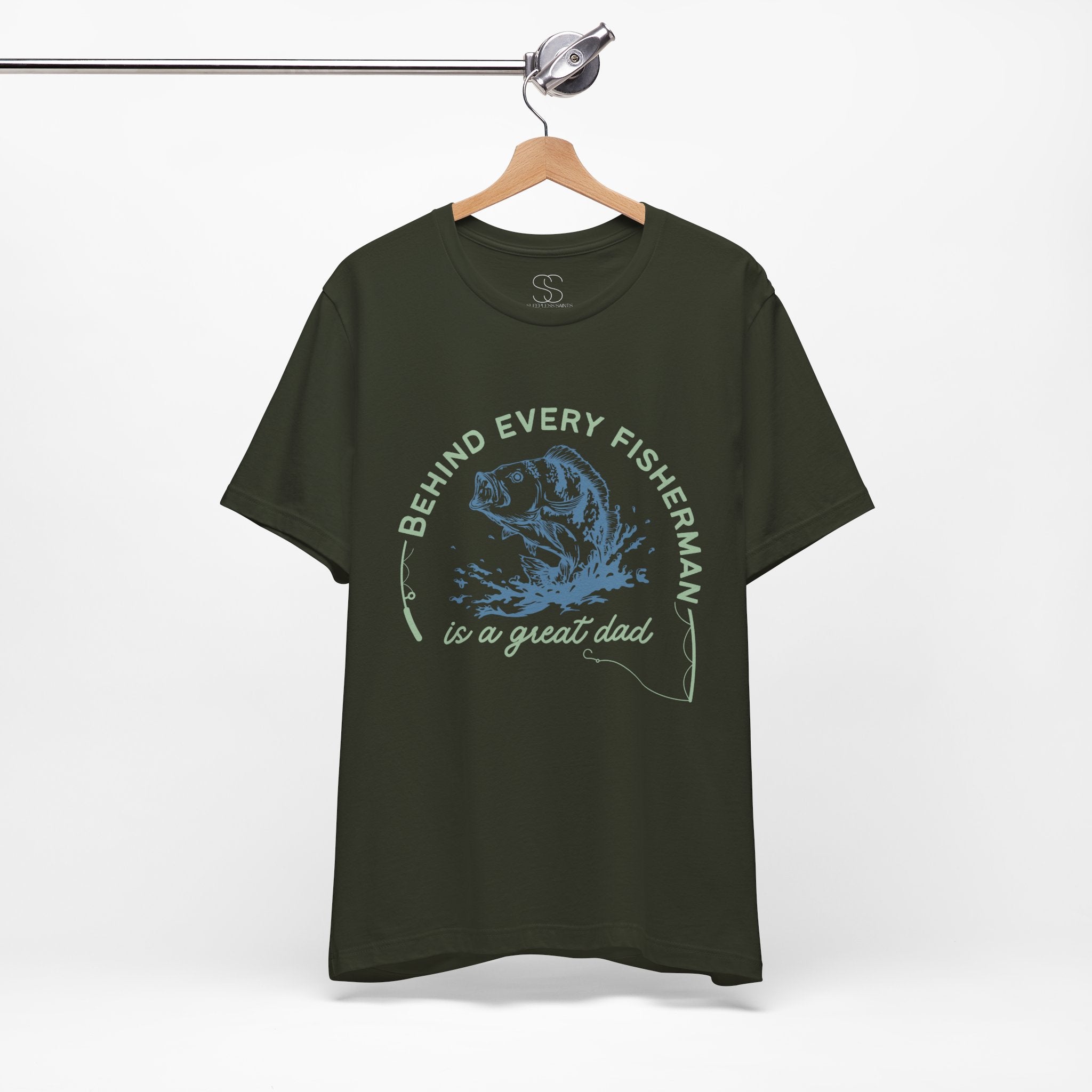 Fishing Dad T-Shirt – “Behind Every Fisherman is a Great Dad” Graphic Tee