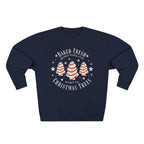 Christmas Tree Trio Crewneck Sweatshirt — Festive Candy Stripe Holiday Pullover