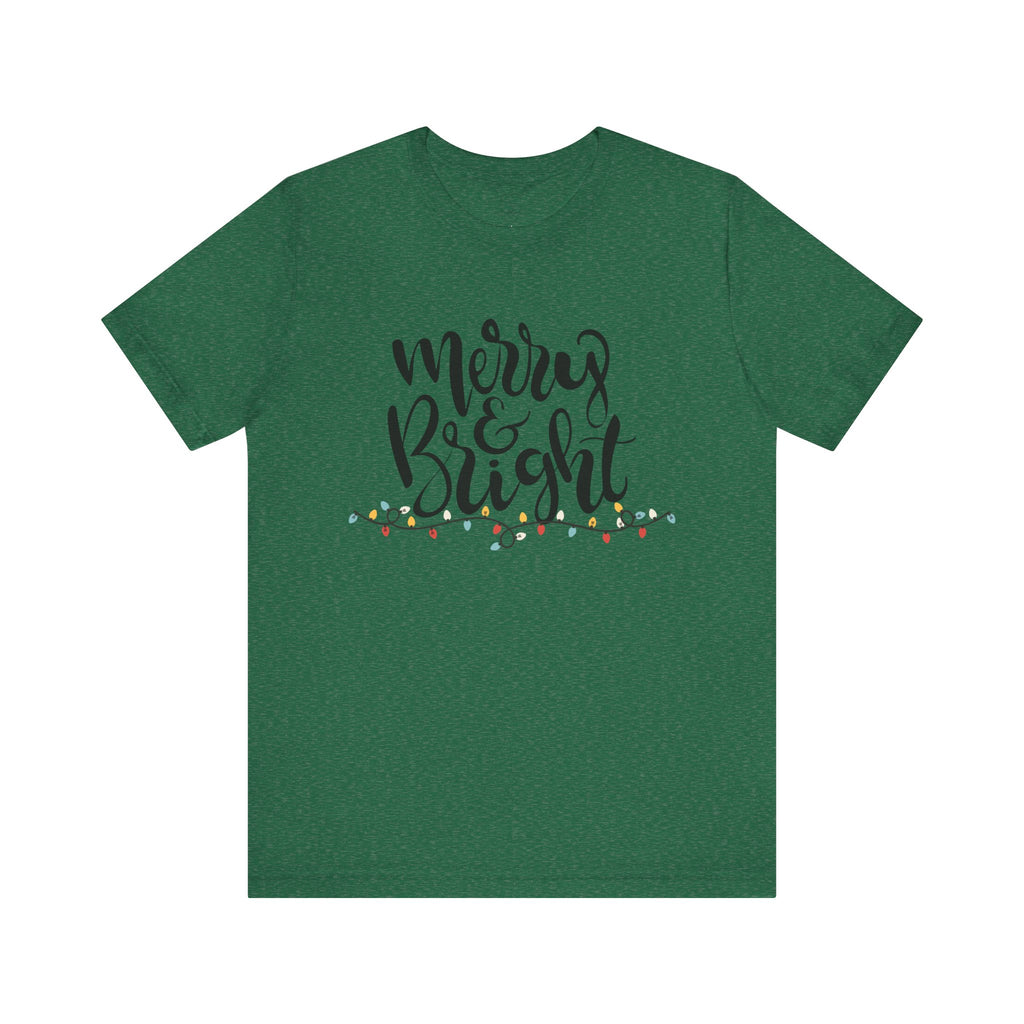 Merry & Bright Christmas Tee - Holiday Light Script T-Shirt