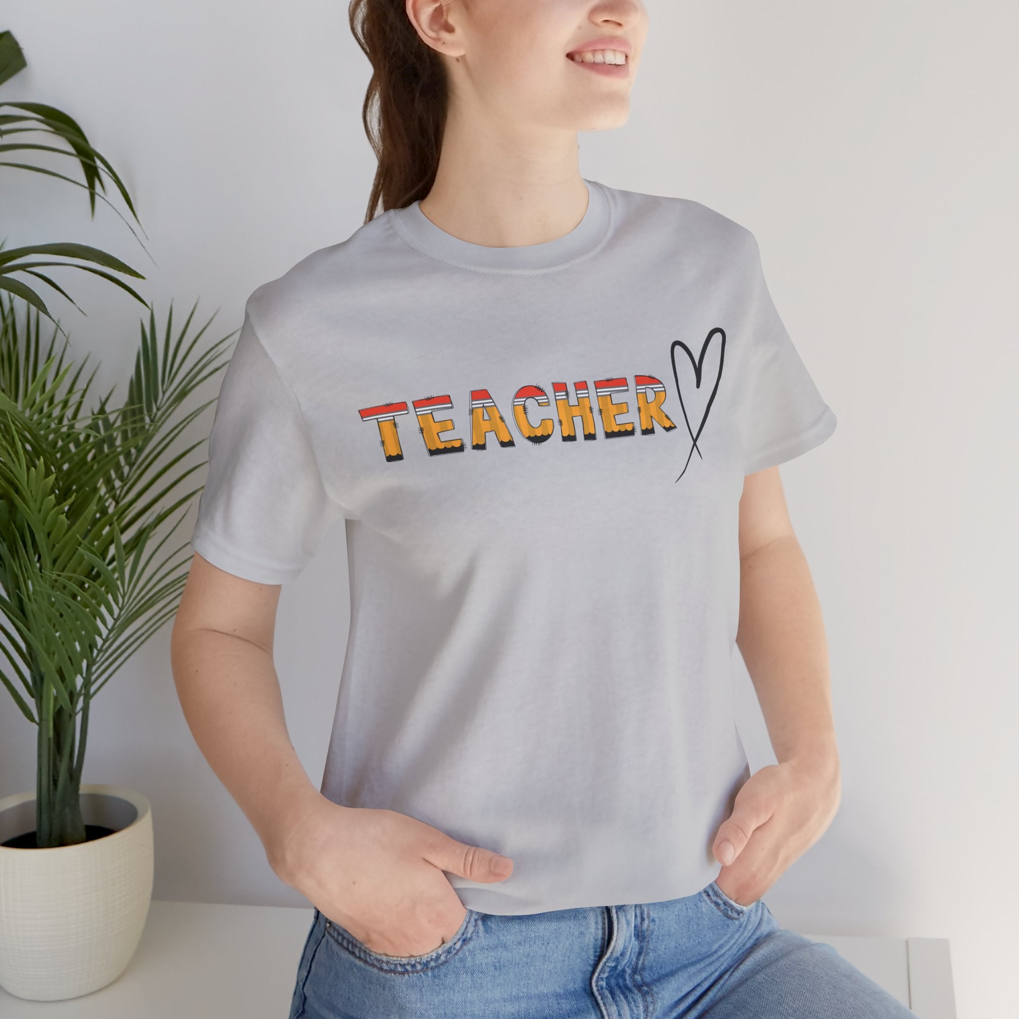 Teacher Heart T‑Shirt — Floral Text Back‑to‑School