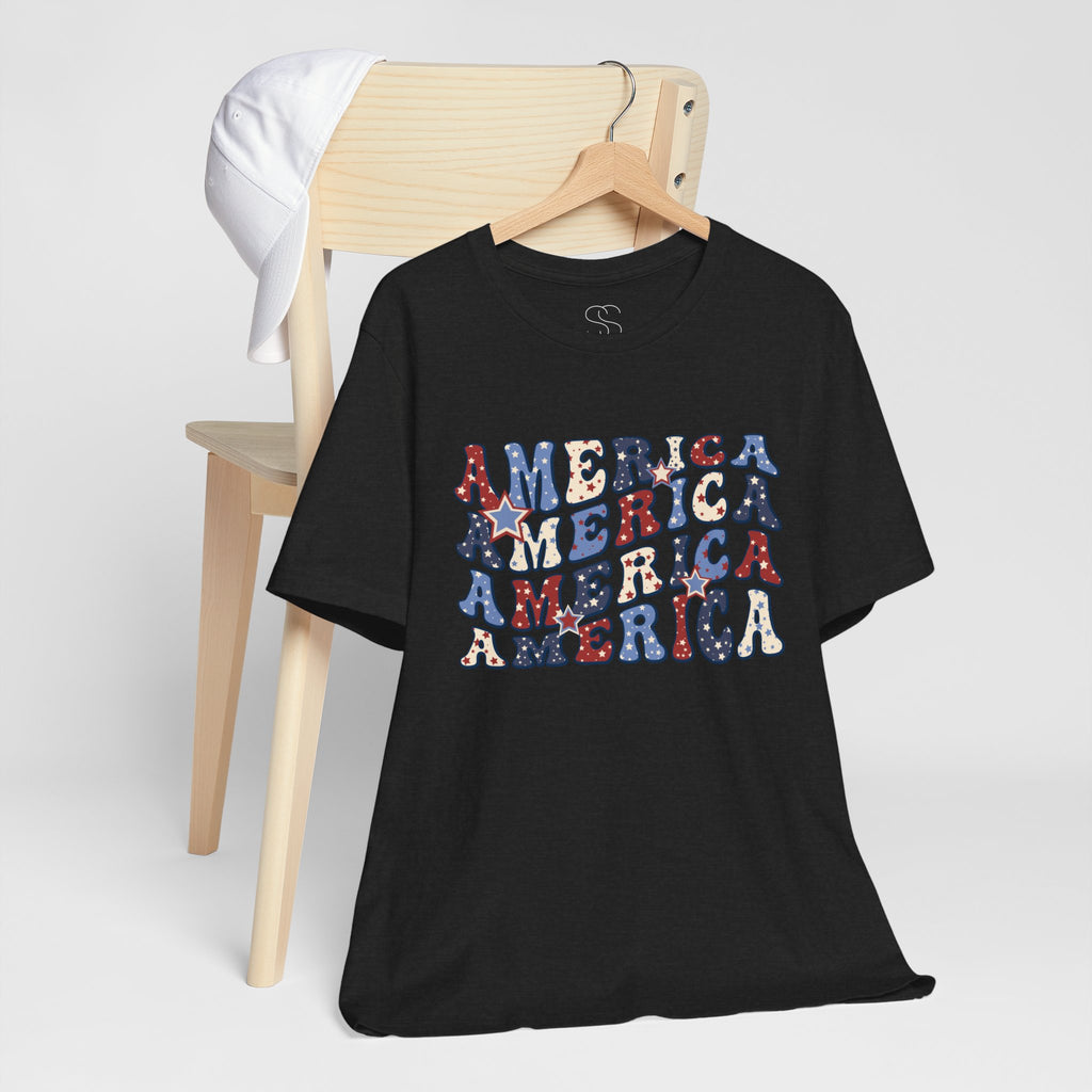 America Retro Adult T-Shirt - Vintage Patriotic 4th of July Tee