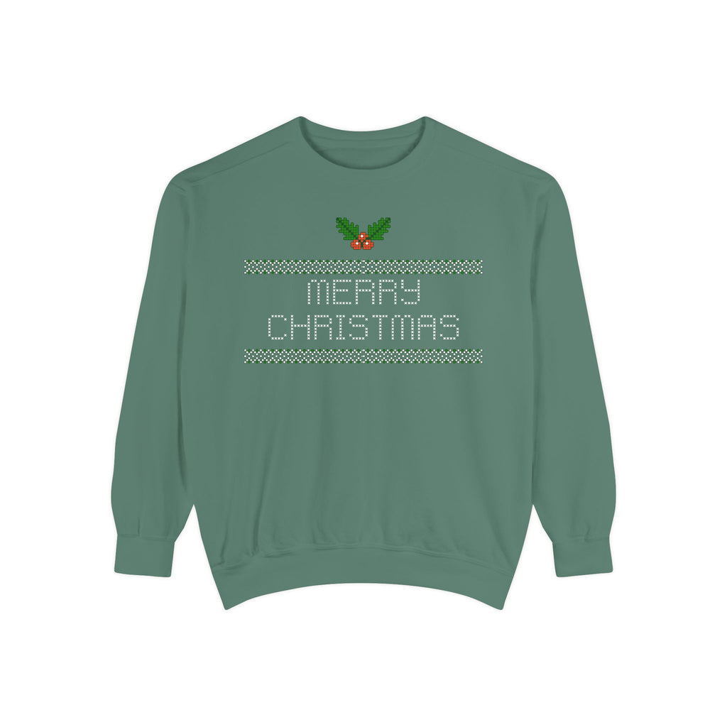 Merry Christmas Stitching Unisex Garment-Dyed Sweatshirt