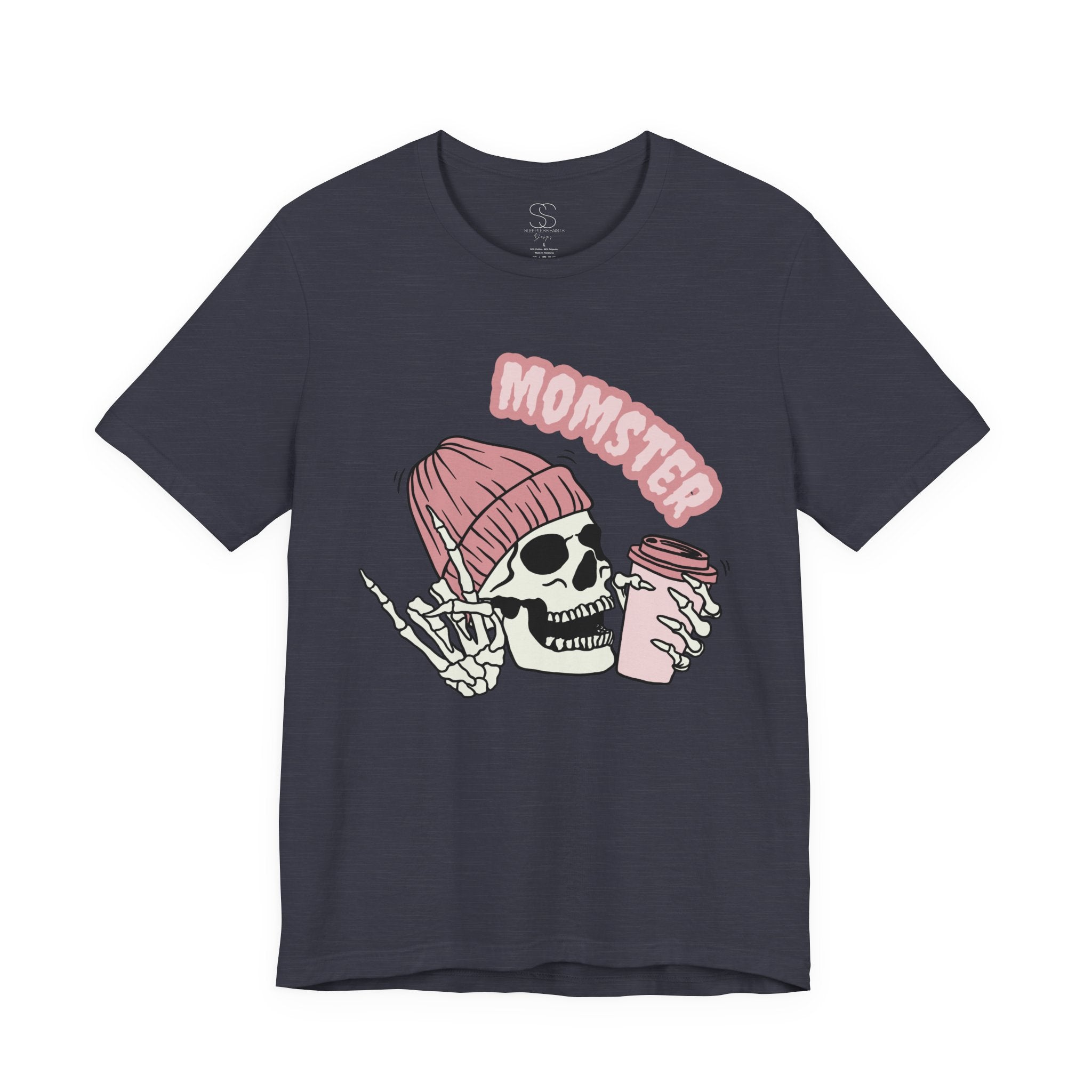 Momster Skull Coffee Tee — Cute Goth Mom T-Shirt