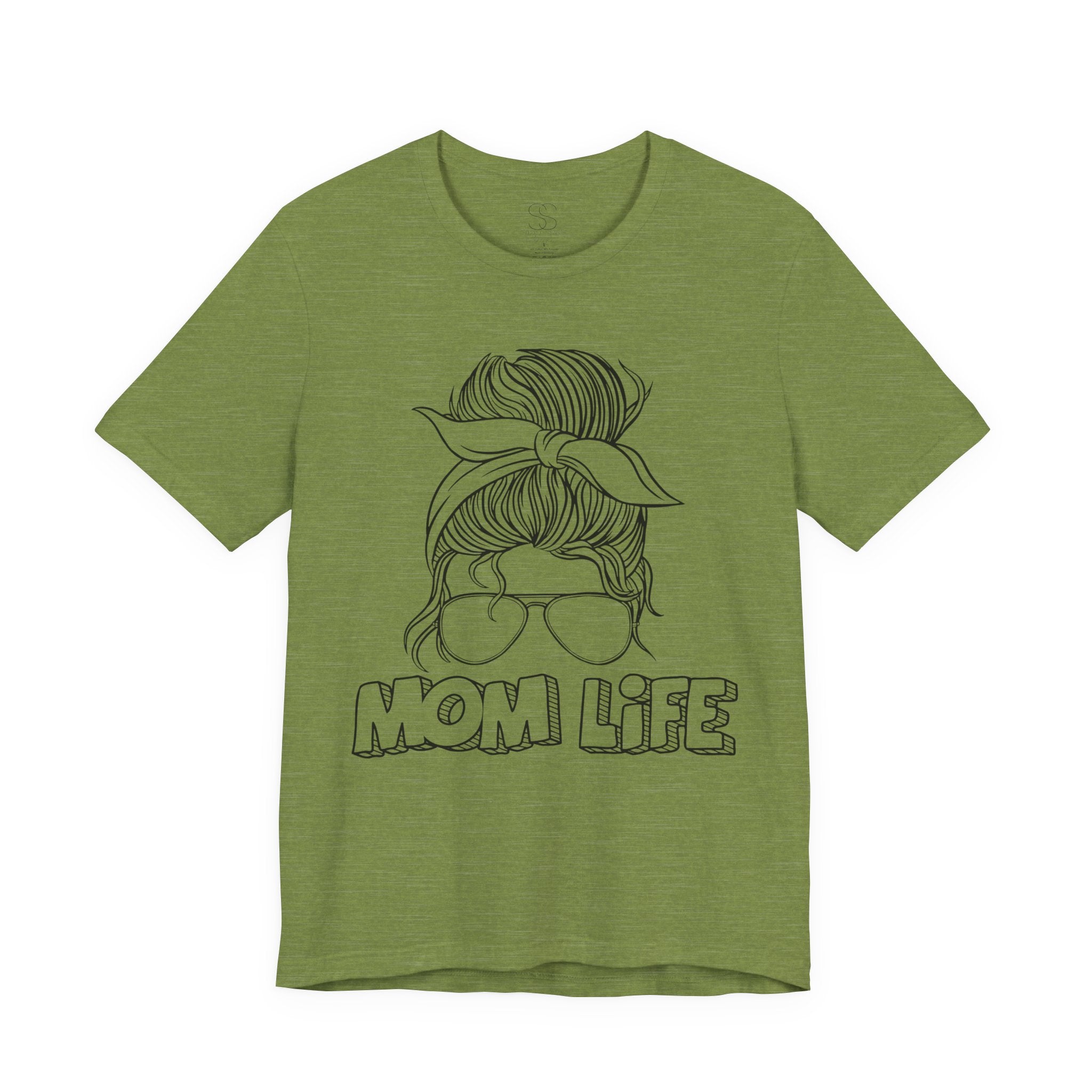 Mom Life Graphic Tee – Casual Motherhood T-Shirt with Messy Bun Design