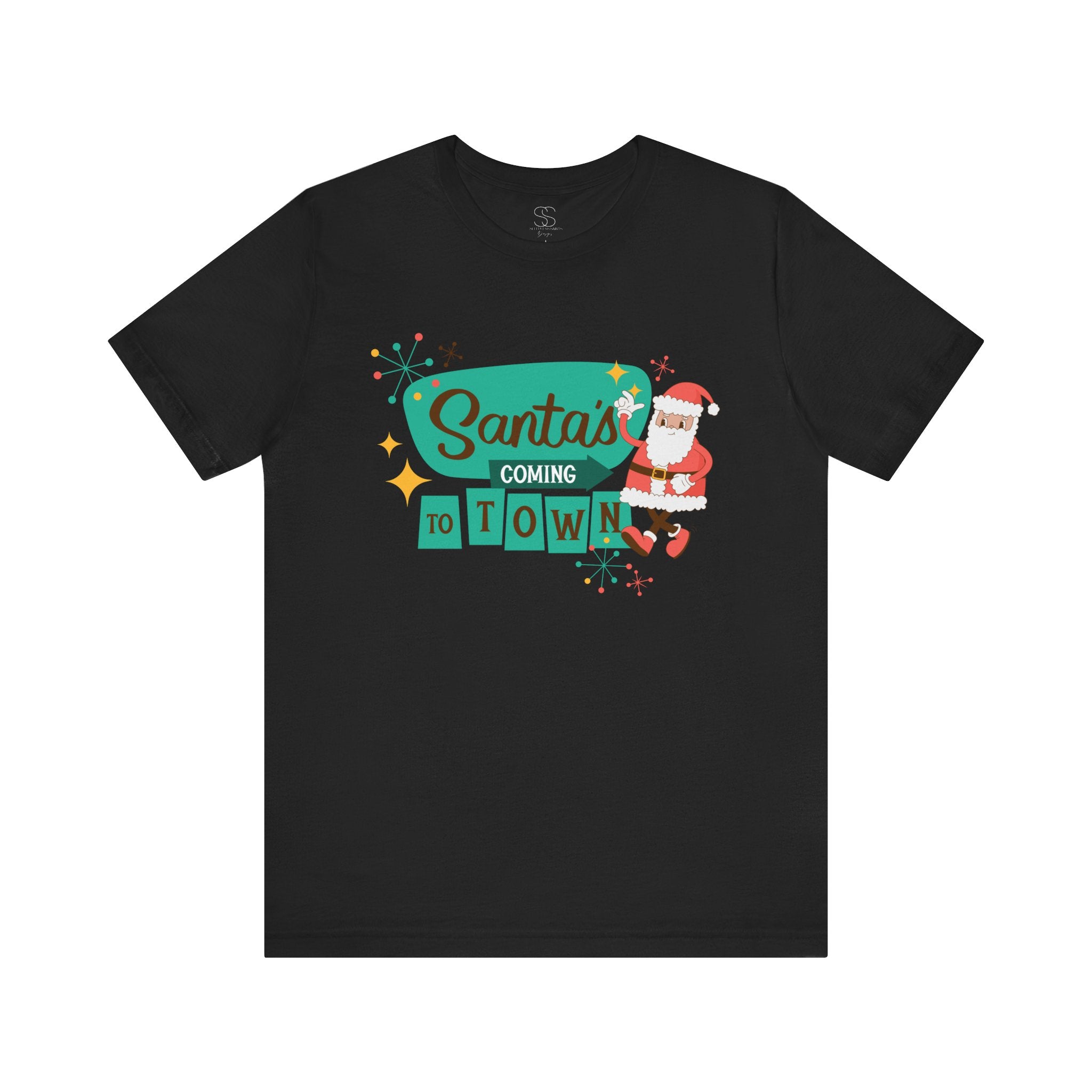 Santa's Coming to Town T-Shirt - Retro Christmas Tee with Santa Graphic