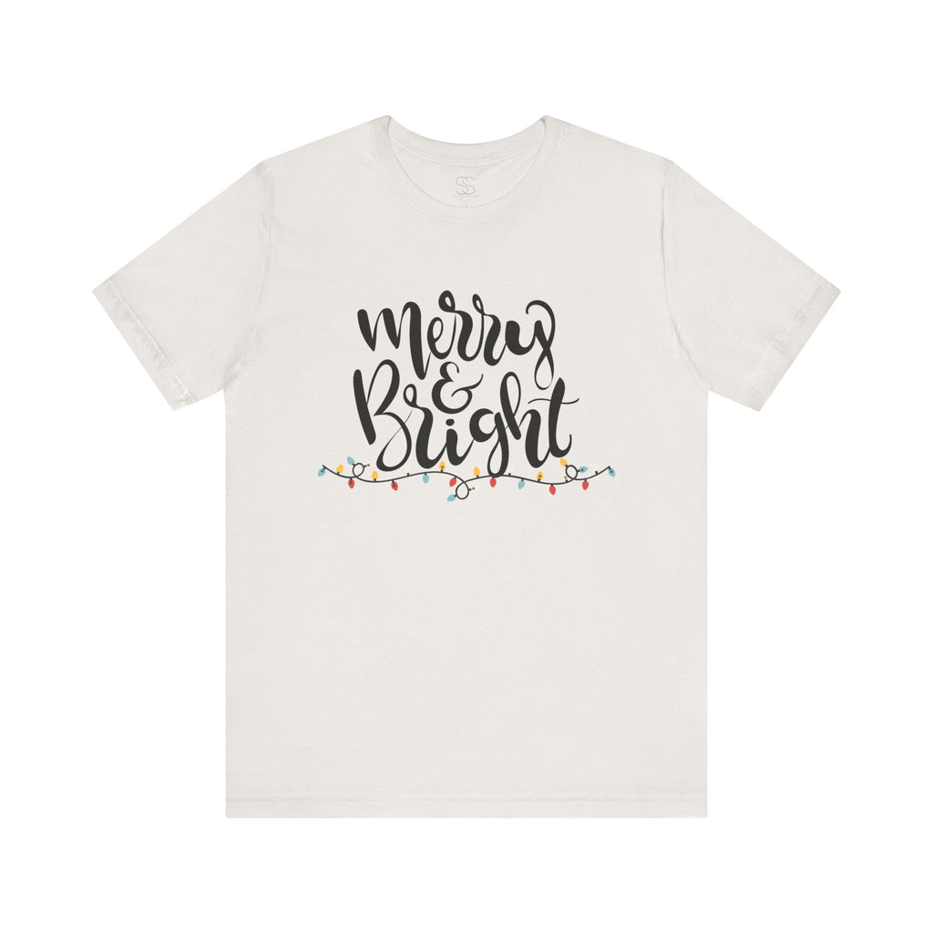 Merry & Bright Christmas Tee - Holiday Light Script T-Shirt