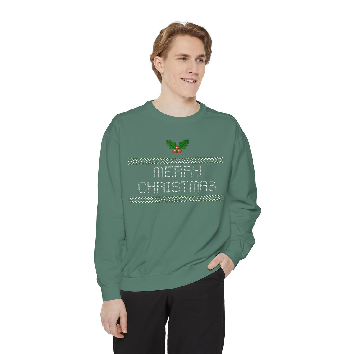 Merry Christmas Stitching Unisex Garment-Dyed Sweatshirt