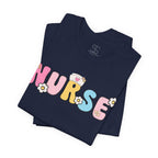 Nurse Floral Bubble Letter T-Shirt — Cute Pastel Tee