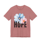 Hope Floral T-Shirt — Inspirational Hope Tee with Blue & Pink Flowers