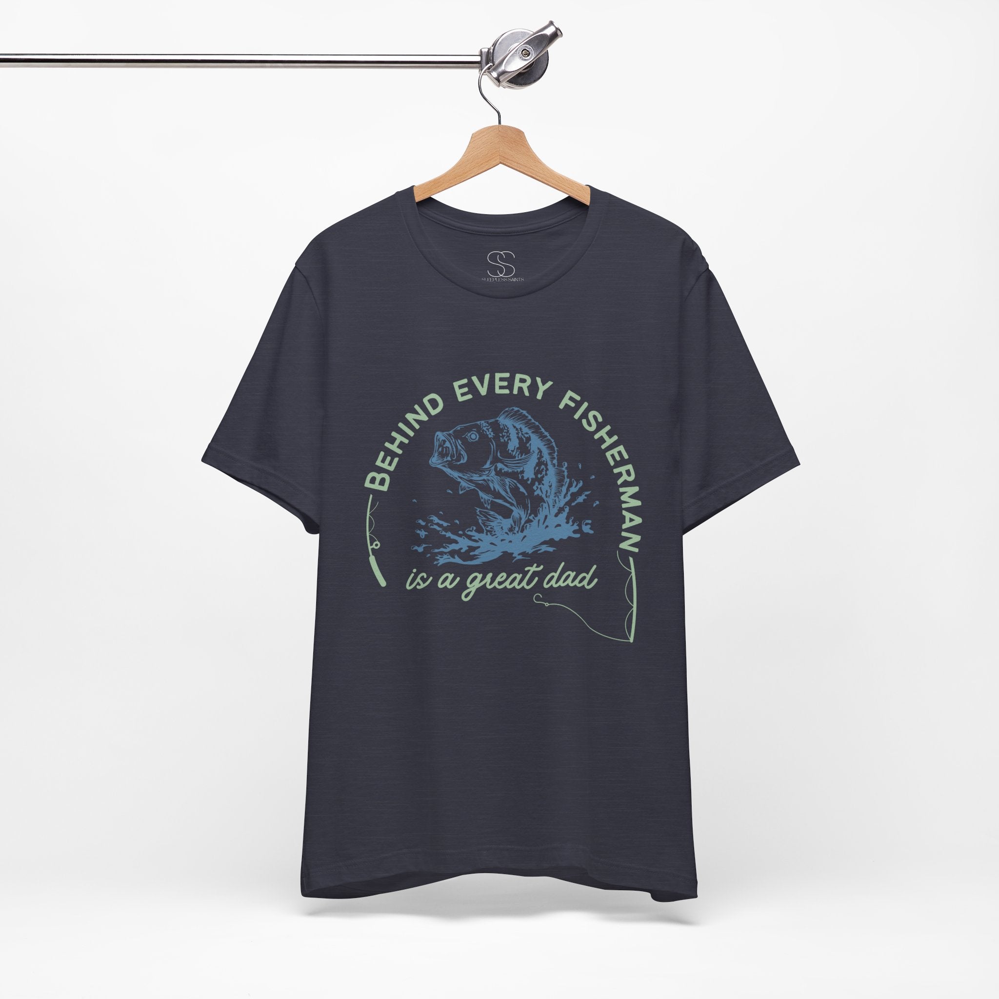 Fishing Dad T-Shirt – “Behind Every Fisherman is a Great Dad” Graphic Tee