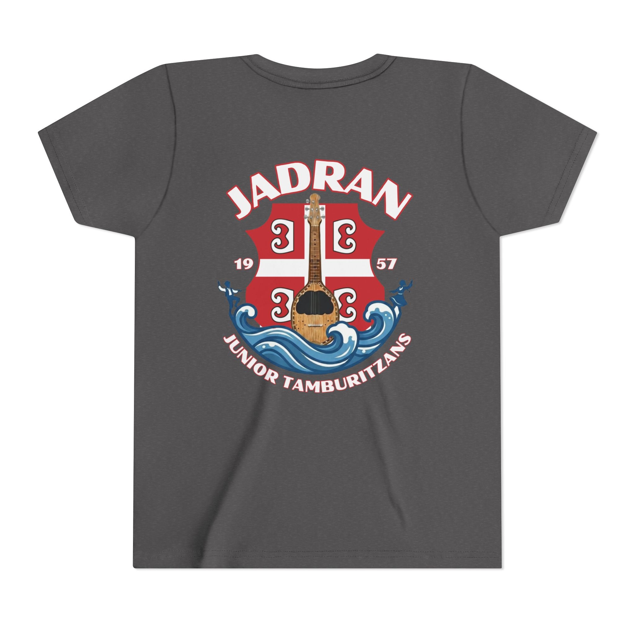 Jadran Junior Tamburitzans Kid Shirt - White and Red Lettering & Serbian Logo