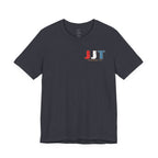 Jadran Junior Tamburitzans Adult T‑Shirt - White and Red Lettering & Serbian Logo