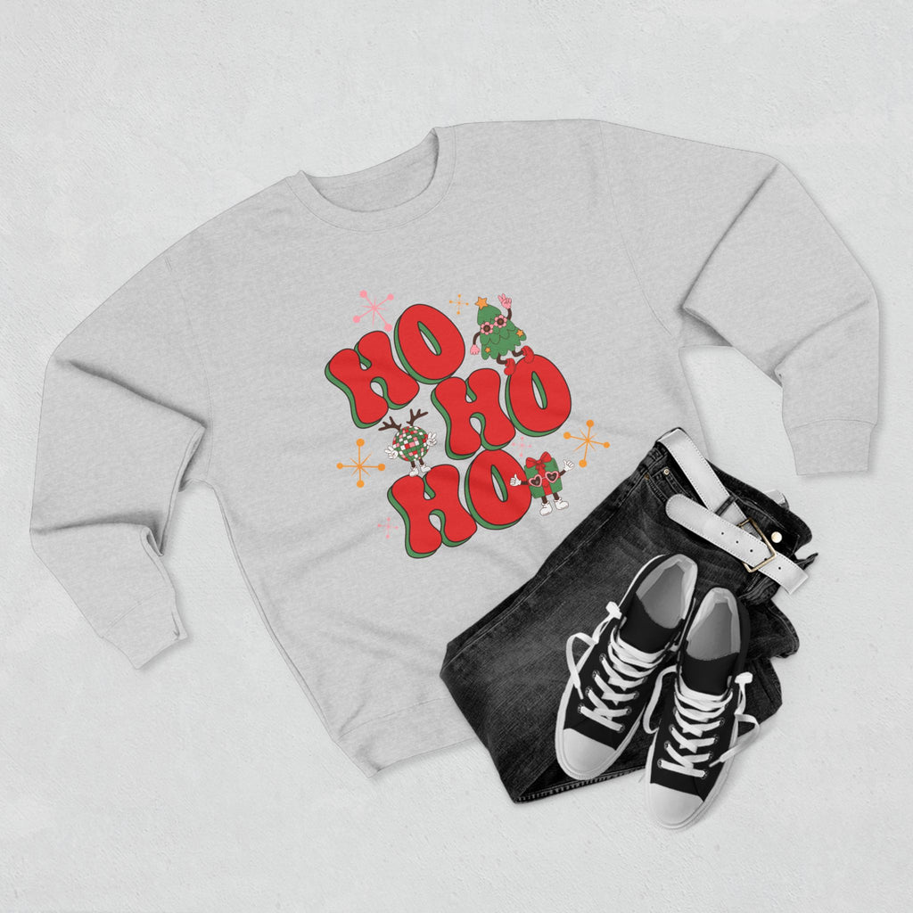Ho Ho Ho Christmas Sweatshirt — Festive Elf & Reindeer Holiday Crewneck