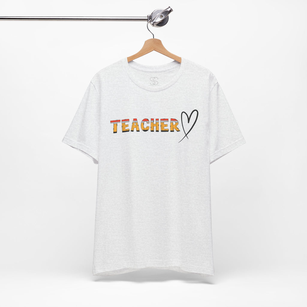 Teacher Heart T‑Shirt — Floral Text Back‑to‑School
