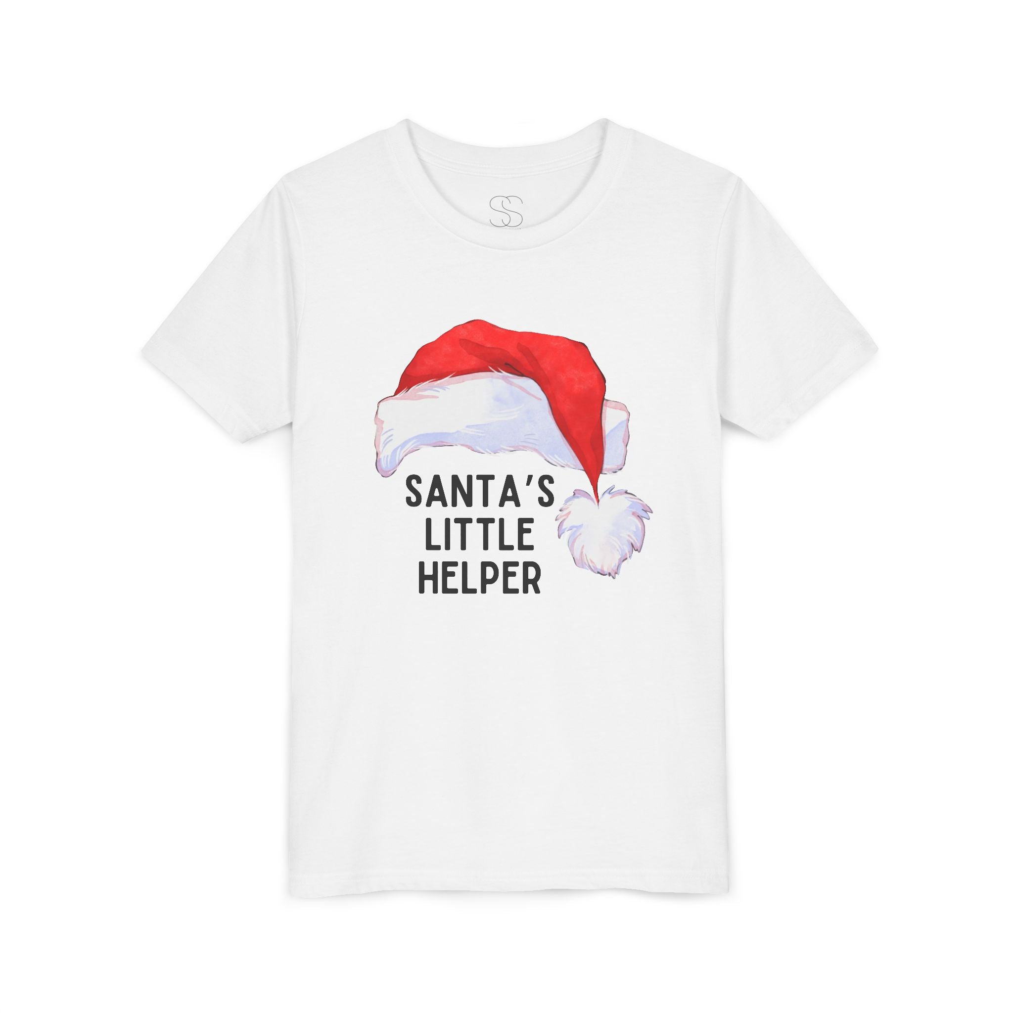 Youth Tee — "Santa's Little Helper" Christmas Santa Hat Holiday Shirt