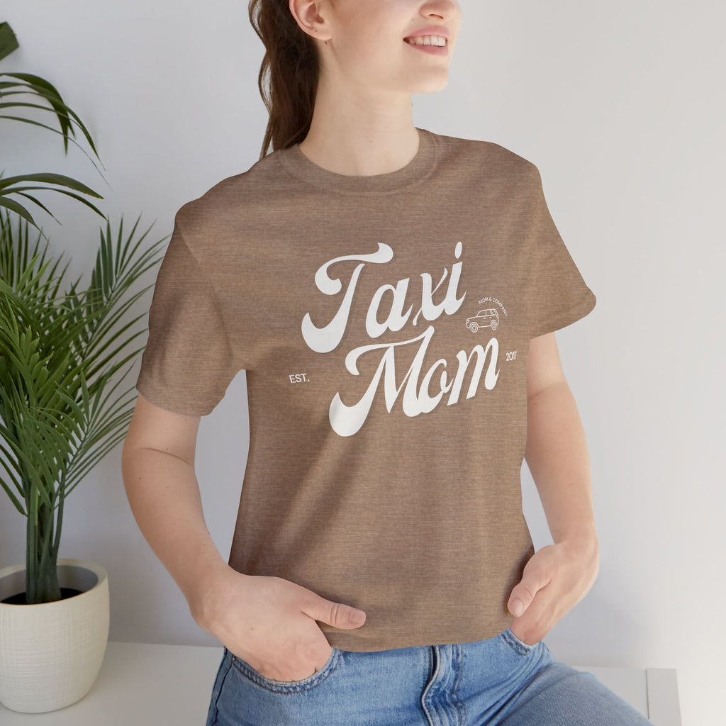 Taxi Mom T‑Shirt — Vintage Script 'Taxi Mom' Graphic Tee