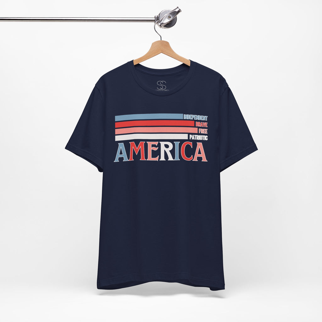 America Patriotic T-Shirt – Retro Stars & Stripes Graphic Tee