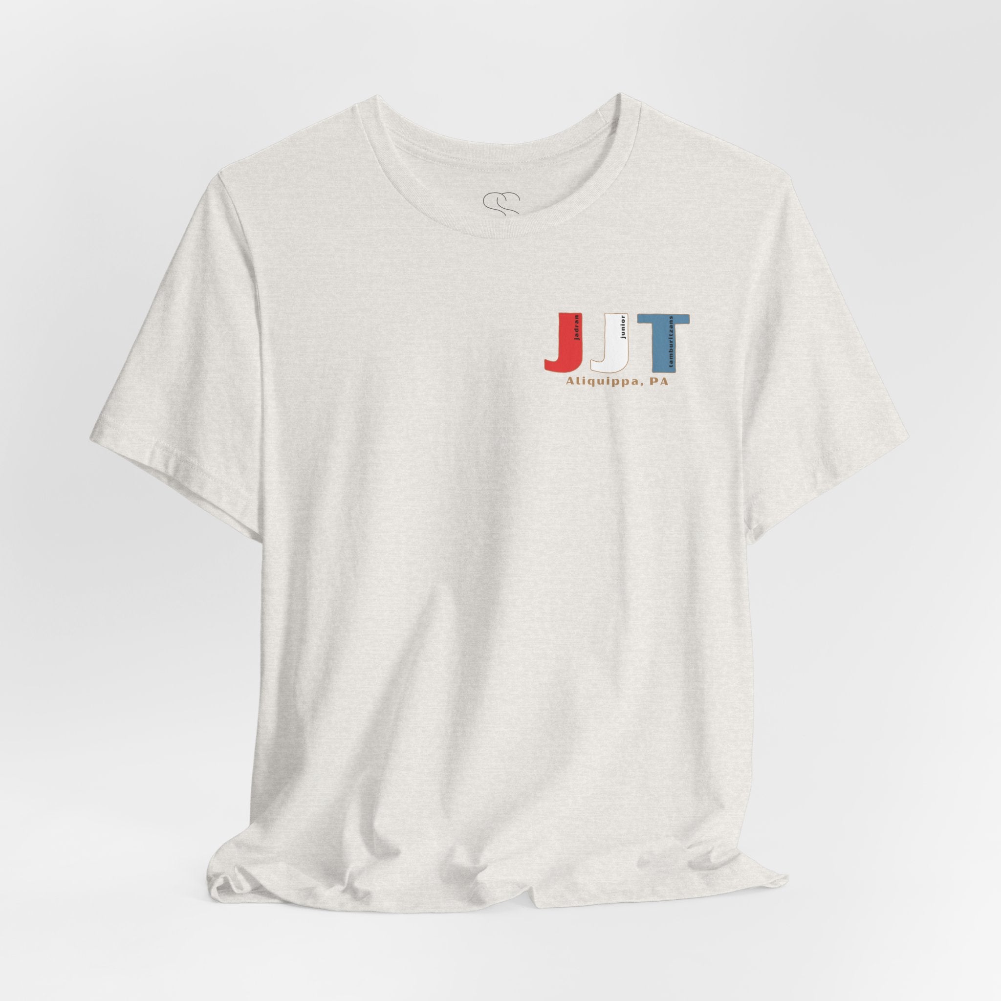 Jadran Junior Tamburitzans Adult T‑Shirt - Tan Lettering & Serbian Logo