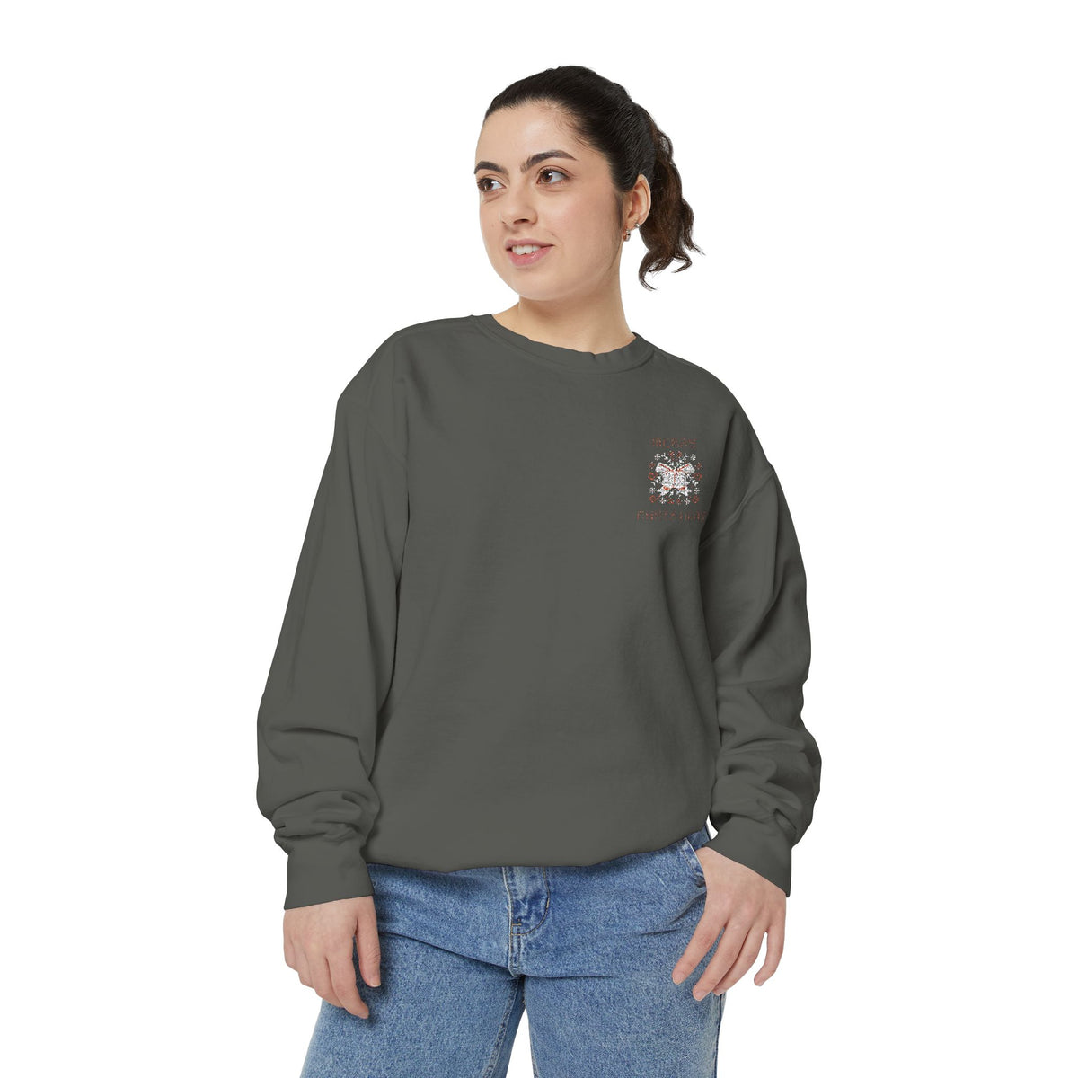 Embroidery Christmas Design - Unisex Garment-Dyed Sweatshirt