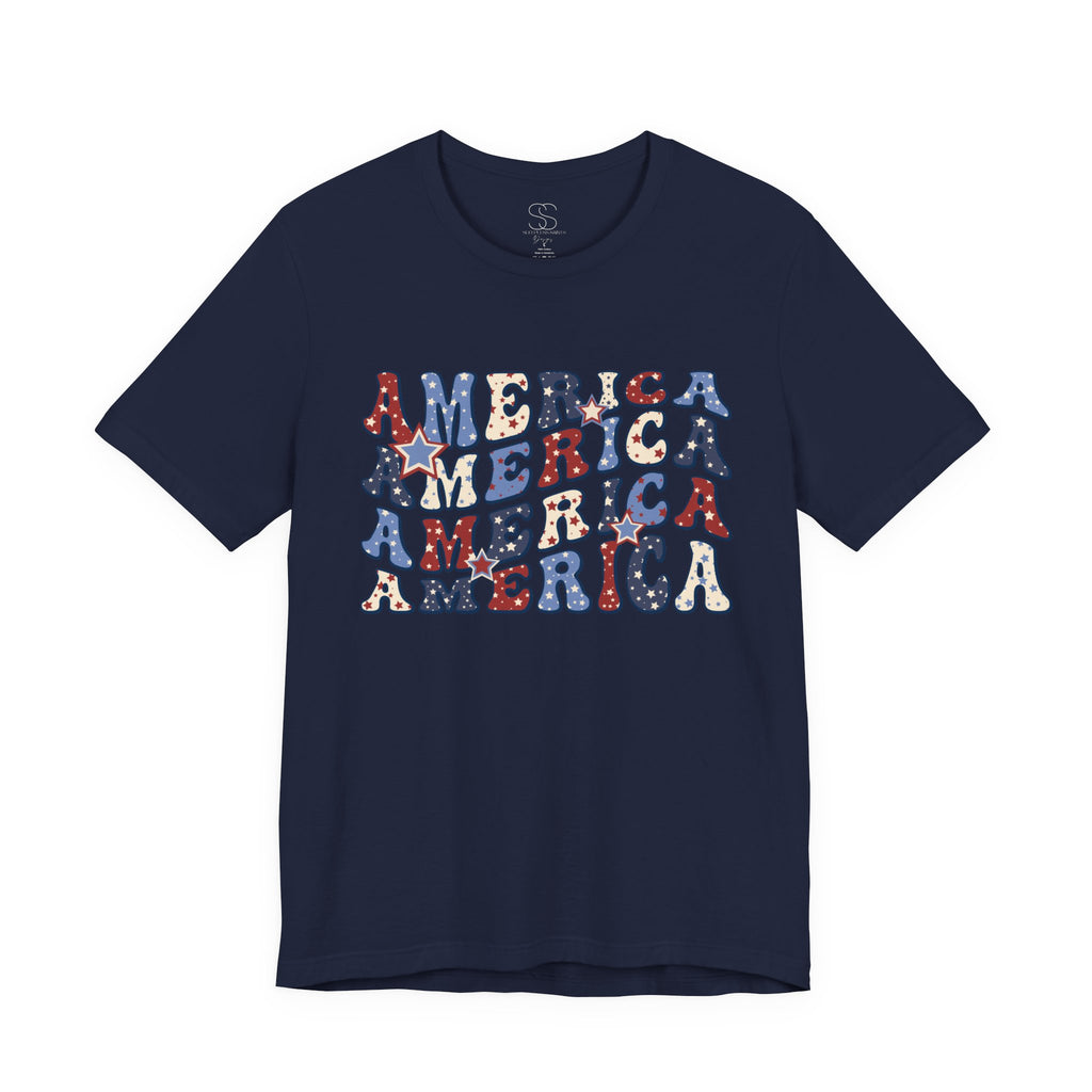 America Retro Adult T-Shirt - Vintage Patriotic 4th of July Tee