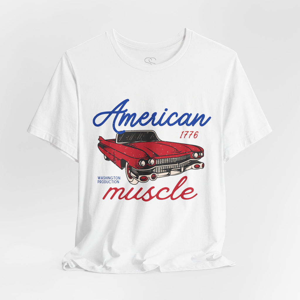 American Muscle Tee - Vintage Red Classic Car 1776 Patriotic Shirt