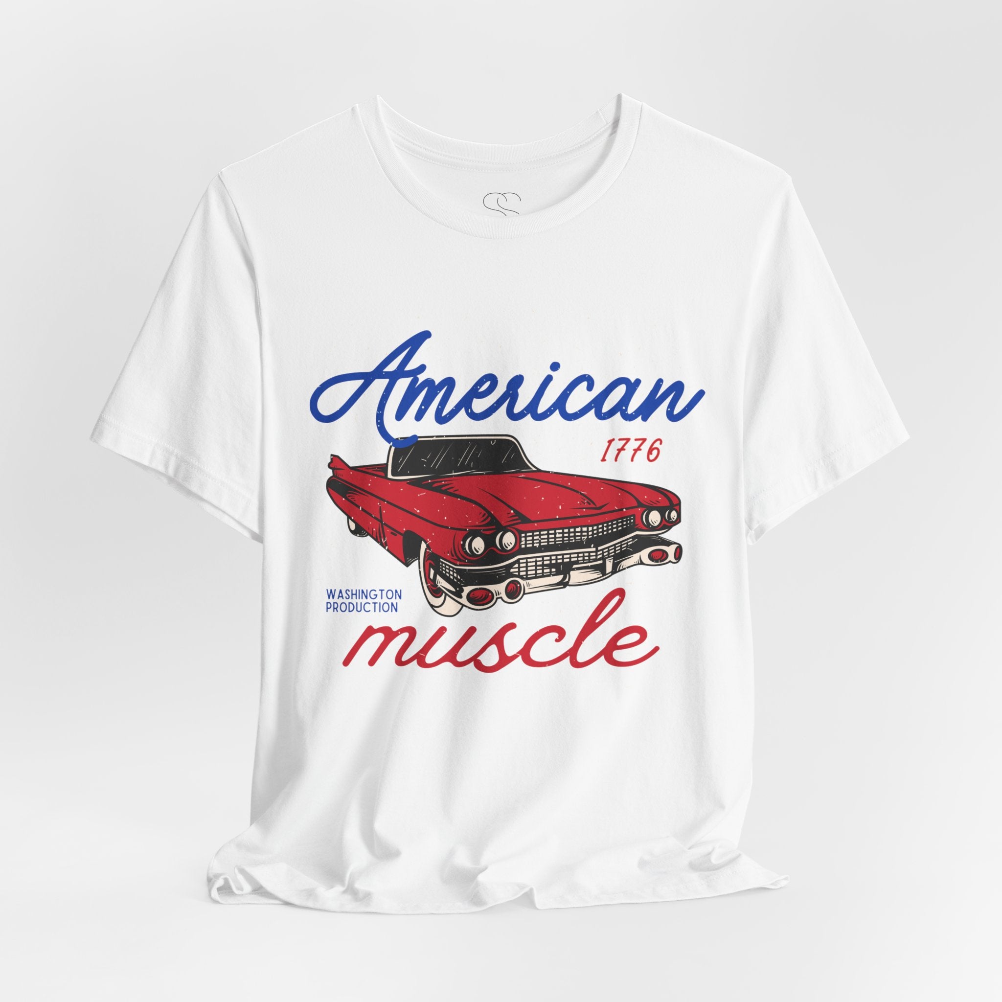 American Muscle Tee - Vintage Red Classic Car 1776 Patriotic Shirt