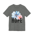 Hope Floral T-Shirt — Inspirational Hope Tee with Blue & Pink Flowers