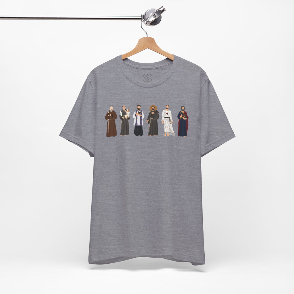 Religious Figures Lineup Tee — Saints & Clergy Portrait T-Shirt