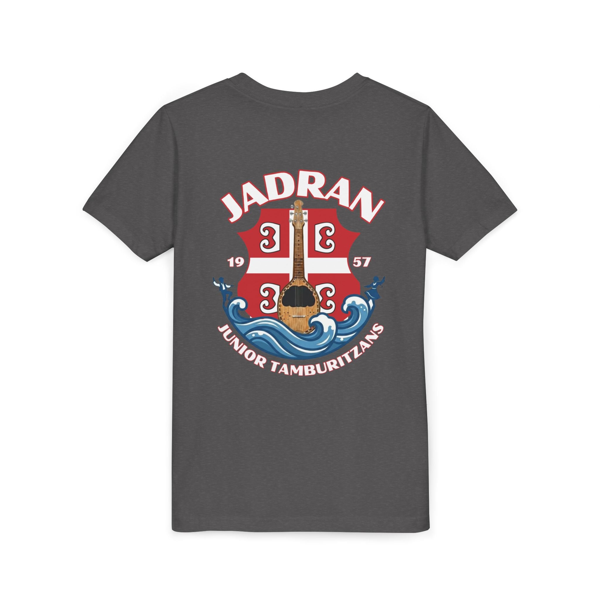 Jadran Junior Tamburitzans Kid Shirt - White and Red Lettering & Serbian Logo