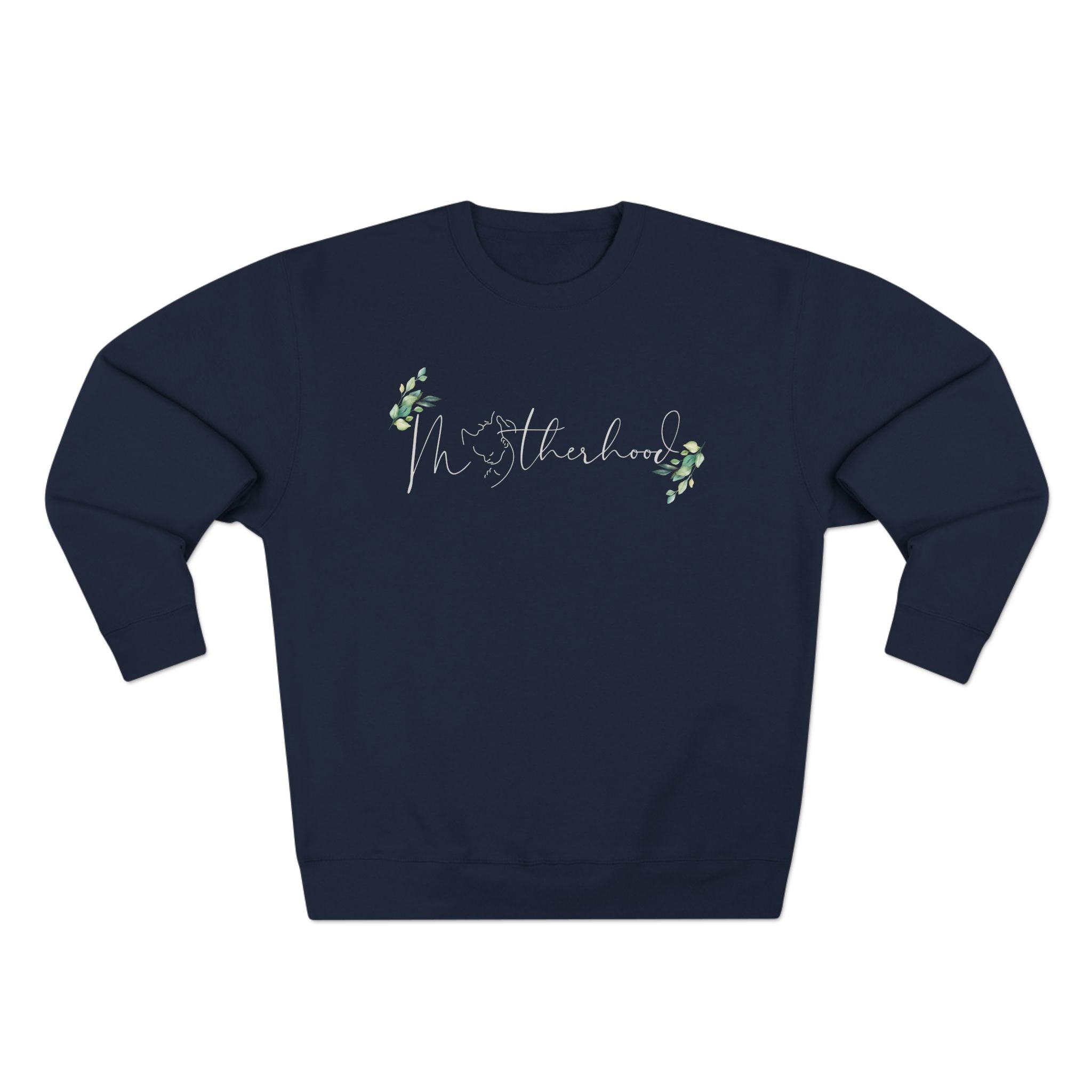 Motherhood Script Sweatshirt — Floral Eucalyptus Mom Crewneck