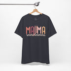 Mama Retro Lightning Tee – Vintage Checkered Mom T-Shirt