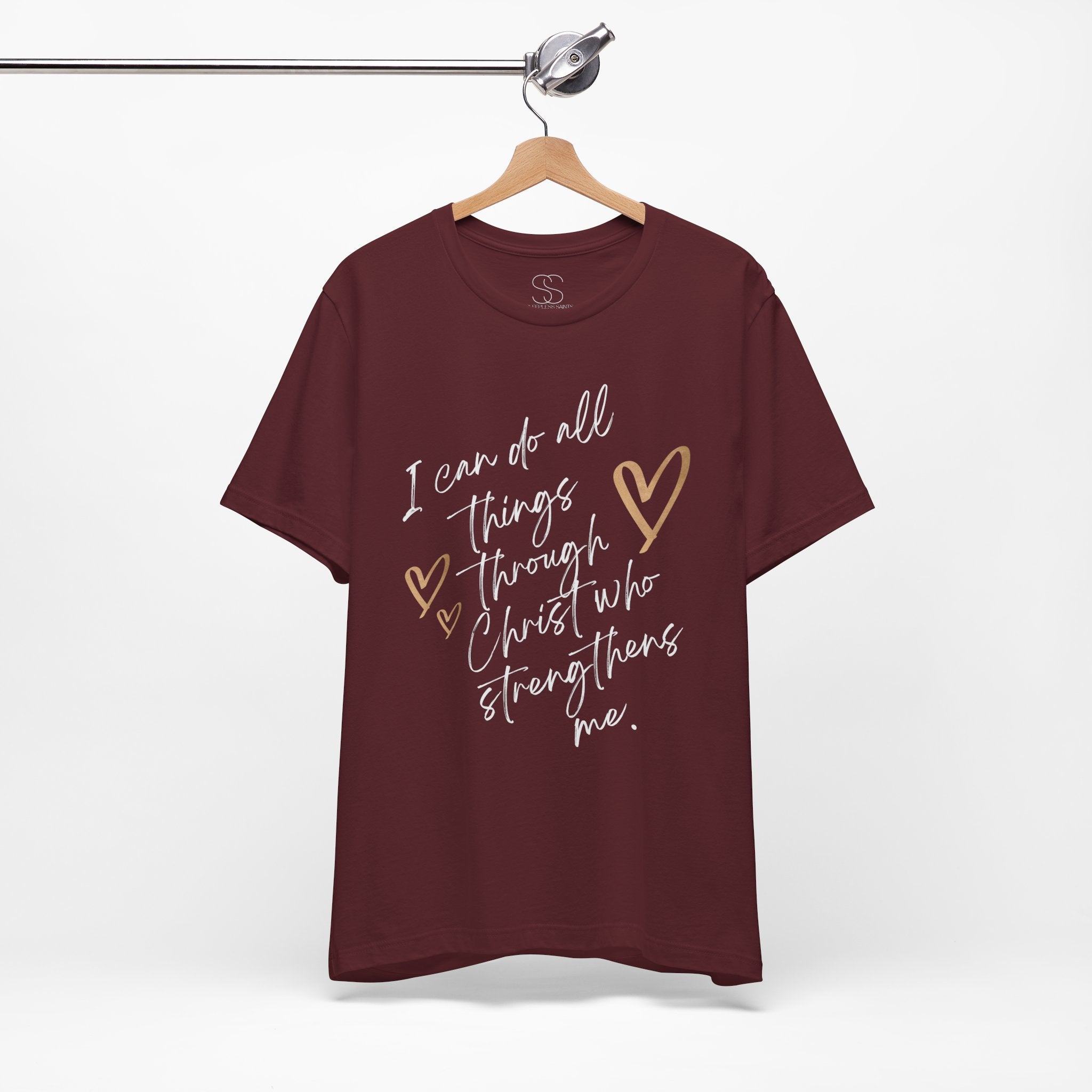 Christian Faith T-Shirt — "I can do all things through Christ who strengthens me" Script Tee