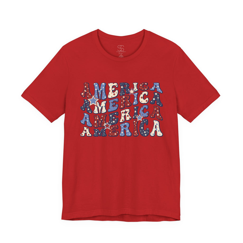 America Retro Adult T-Shirt - Vintage Patriotic 4th of July Tee