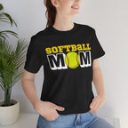 Softball Mom T-Shirt — Yellow Softball Graphic Tee for Baseball/Softball Moms