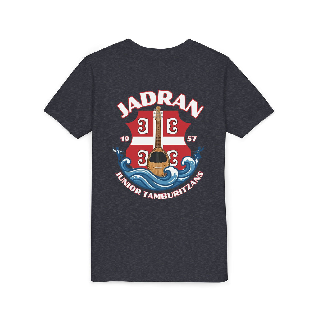 Jadran Junior Tamburitzans Kid Shirt - White and Red Lettering & Serbian Logo
